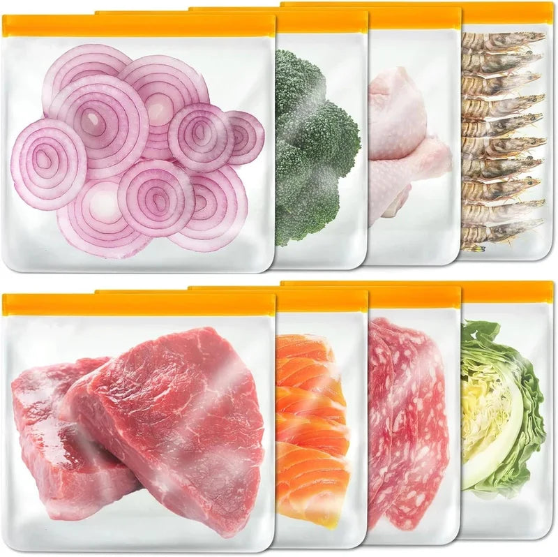 8PCS Reusable Silicone Freezer Bags