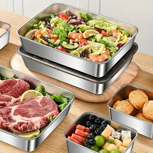 Metal Food Storage Boxes with Clear Lids
